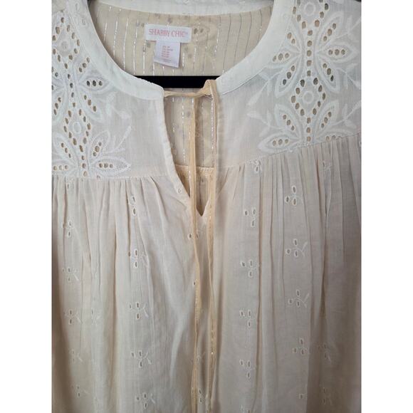 Boho Peasant Cottagecore Embroidered Eyelet Tassel Top - M - Picture 2 of 12